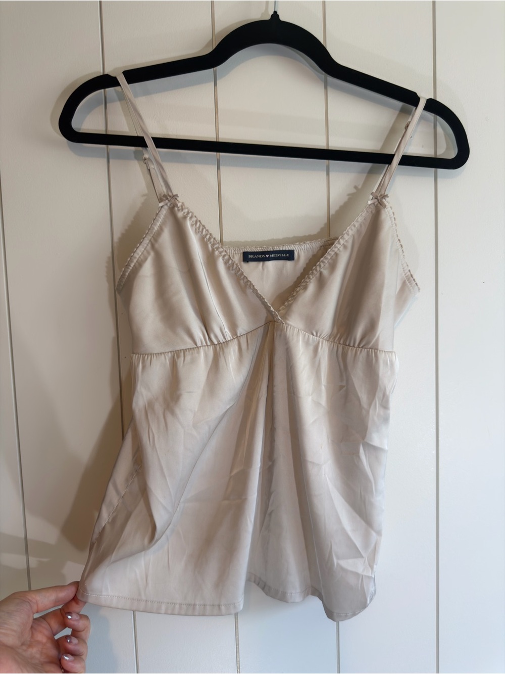 Brandy Melville Beige V-Neck Spaghetti Strap Cami